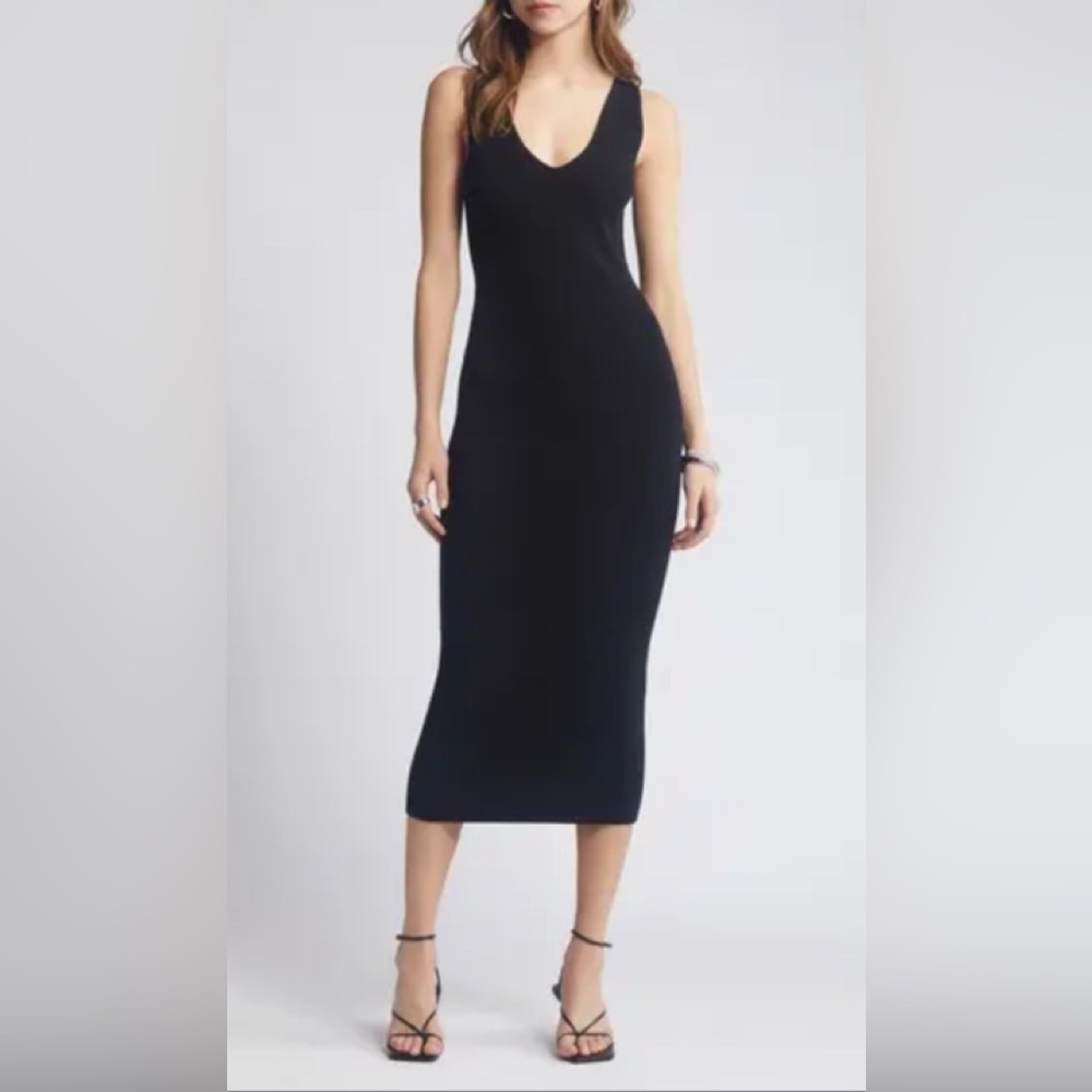 Open Edit Elegant Black Sleeveless Maxi Dress XS